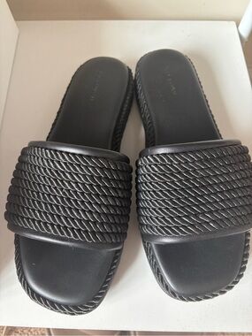 Tory Burch Black Rope-Detail Slide Sandals